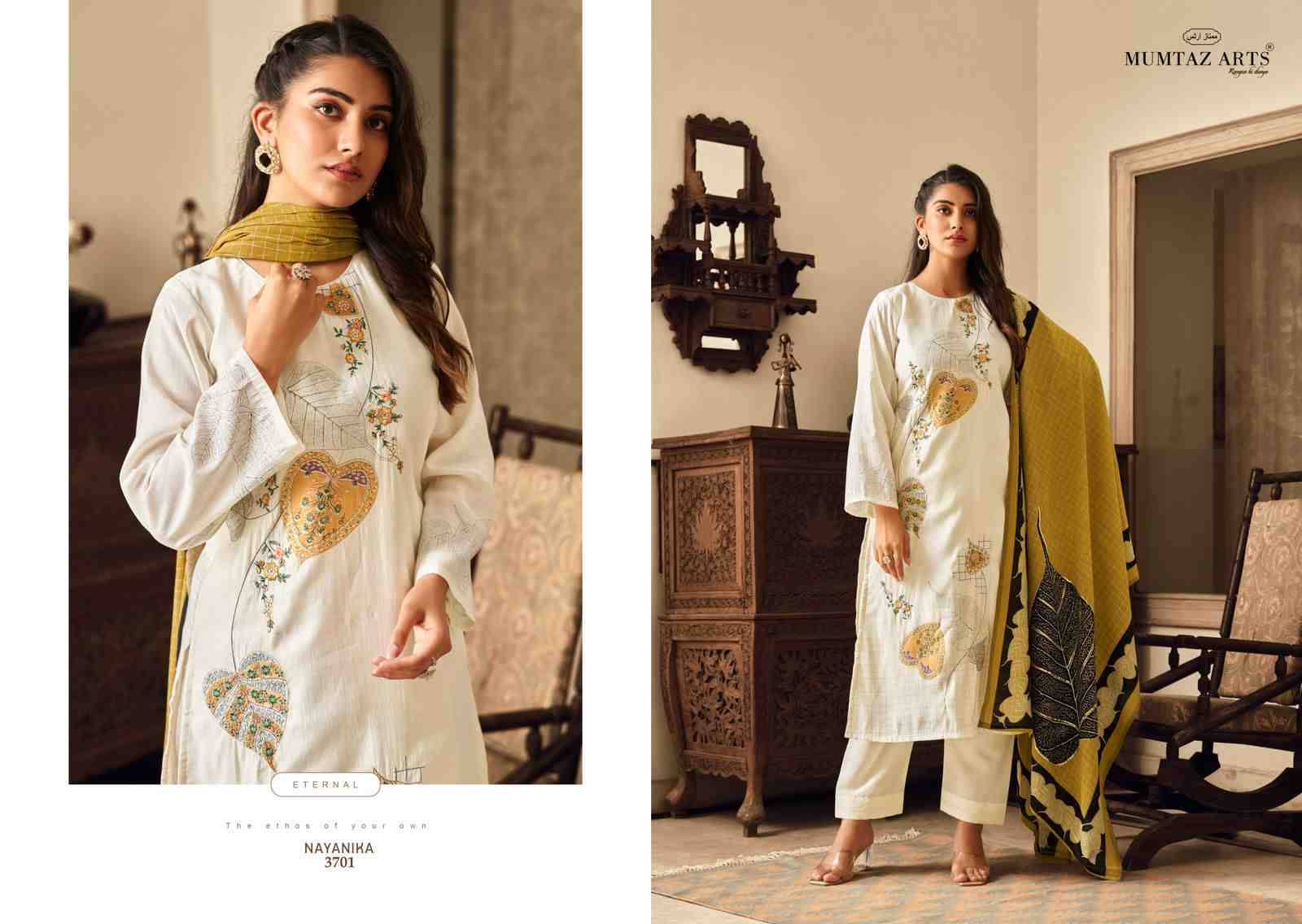 Nayanika By Mumtaz Arts 3701 To 3708 Series Beautiful Festive Suits Colorful Stylish Fancy Casual Wear & Ethnic Wear Pure Muslin Print With Work Dresses At Wholesale Price