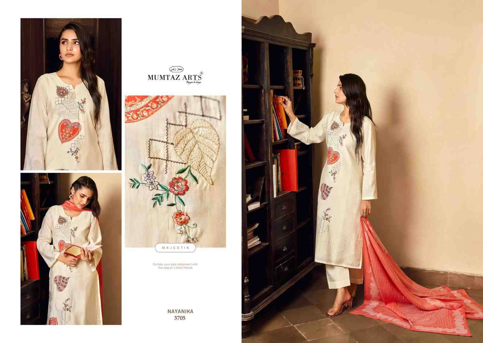 Nayanika By Mumtaz Arts 3701 To 3708 Series Beautiful Festive Suits Colorful Stylish Fancy Casual Wear & Ethnic Wear Pure Muslin Print With Work Dresses At Wholesale Price