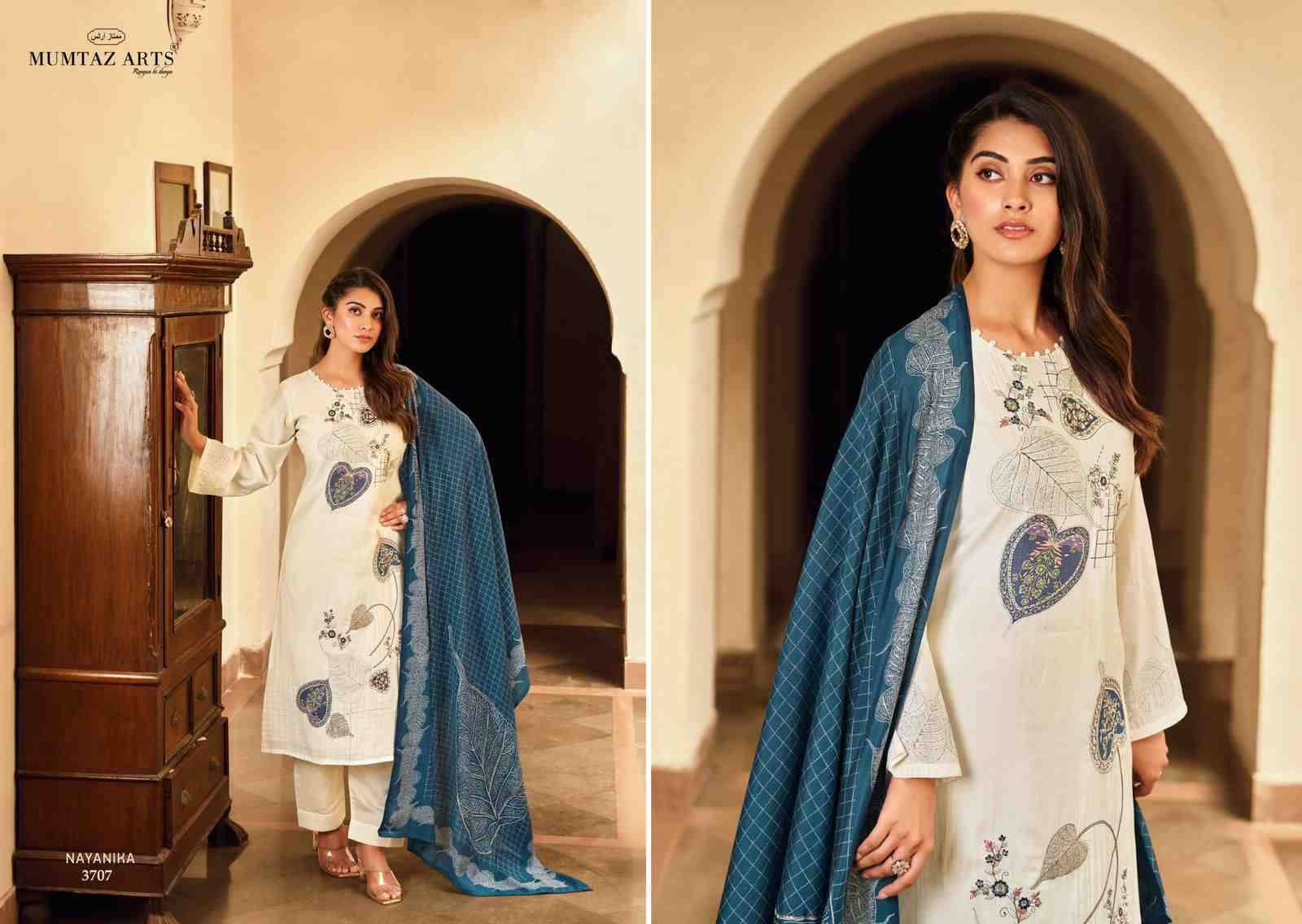 Nayanika By Mumtaz Arts 3701 To 3708 Series Beautiful Festive Suits Colorful Stylish Fancy Casual Wear & Ethnic Wear Pure Muslin Print With Work Dresses At Wholesale Price