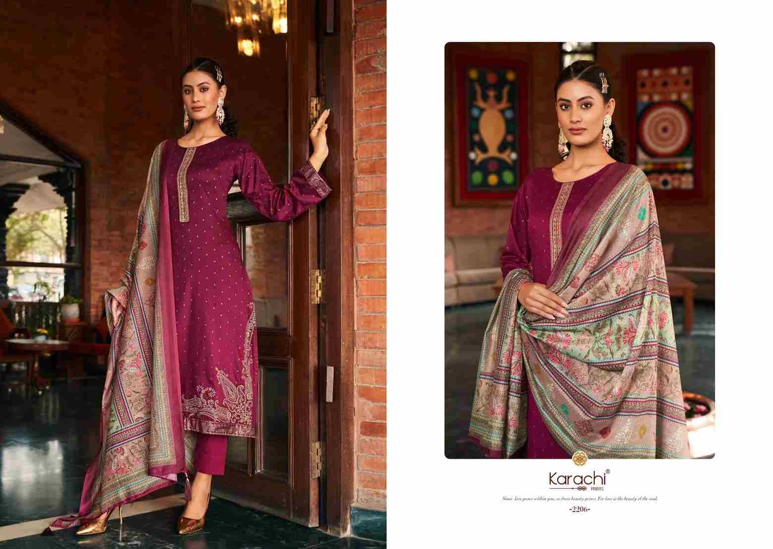 Fitoor By Karachi Prints 2201 To 2206 Series Beautiful Festive Suits Colorful Stylish Fancy Casual Wear & Ethnic Wear Pure Jam Satin Print With Work Dresses At Wholesale Price