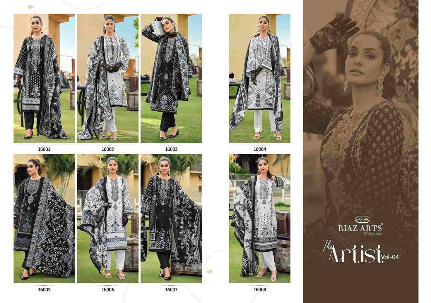 The Artist Vol-4 By Riaz Arts 16001 To 16008 Series Beautiful Festive Suits Stylish Fancy Colorful Casual Wear & Ethnic Wear Pure Lawn Print Dresses At Wholesale Price