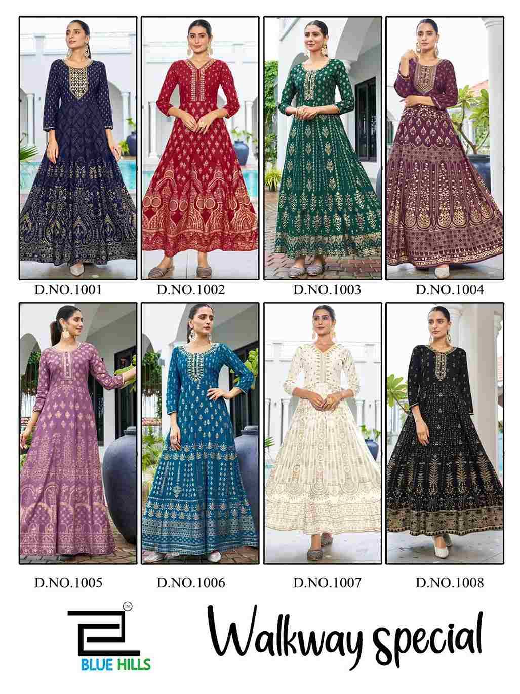 Walkway Special By Blue Hills 1001 To 1008 Series Designer Stylish Fancy Colorful Beautiful Party Wear & Ethnic Wear Collection Rayon Foil Gowns At Wholesale Price