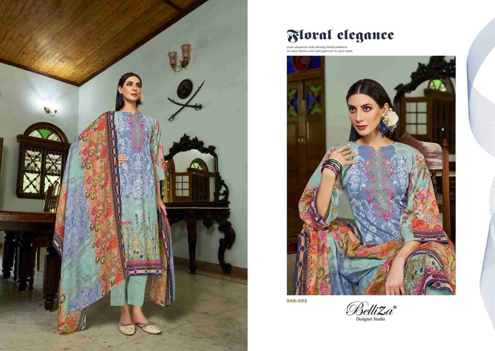 Naira Vol-66 By Belliza 948-001 To 948-008 Series Beautiful Festive Suits Stylish Fancy Colorful Casual Wear & Ethnic Wear Pure Cotton Print Dresses At Wholesale Price