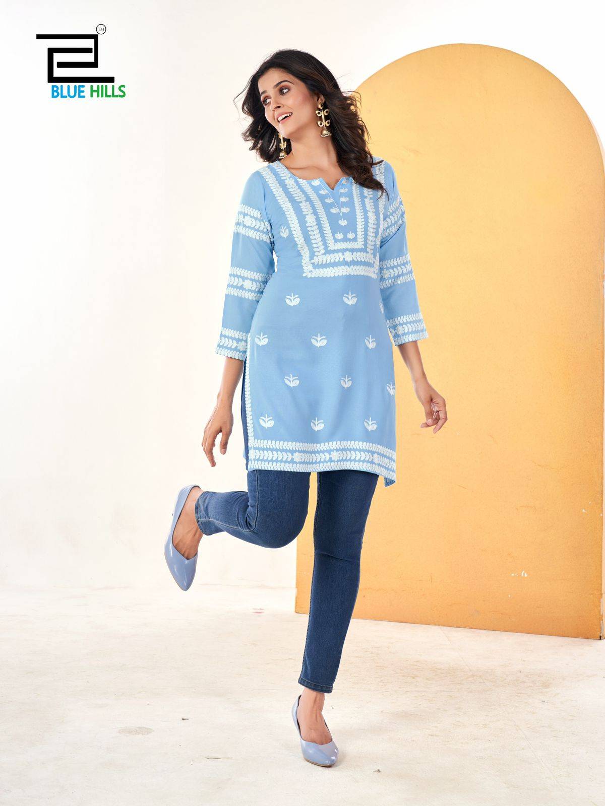 Hola By Blue Hills 1001 To 1006 Series Designer Stylish Fancy Colorful Beautiful Party Wear & Ethnic Wear Collection Rayon Kurtis At Wholesale Price