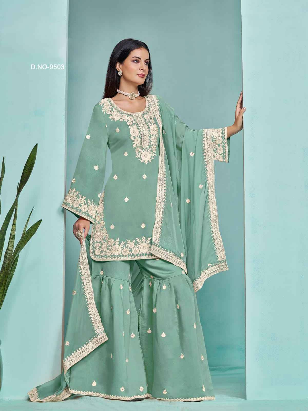 Aanaya Vol-195 By Twisha 9501 To 9504 Series Beautiful Sharara Suits Colorful Stylish Fancy Casual Wear & Ethnic Wear Chanderi Dresses At Wholesale Price