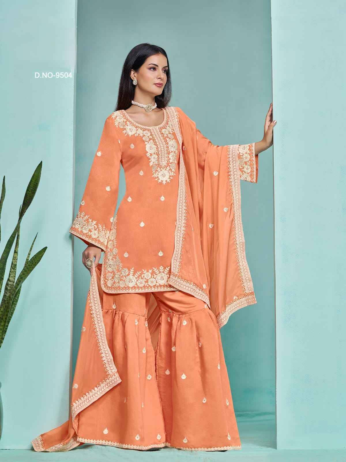 Aanaya Vol-195 By Twisha 9501 To 9504 Series Beautiful Sharara Suits Colorful Stylish Fancy Casual Wear & Ethnic Wear Chanderi Dresses At Wholesale Price