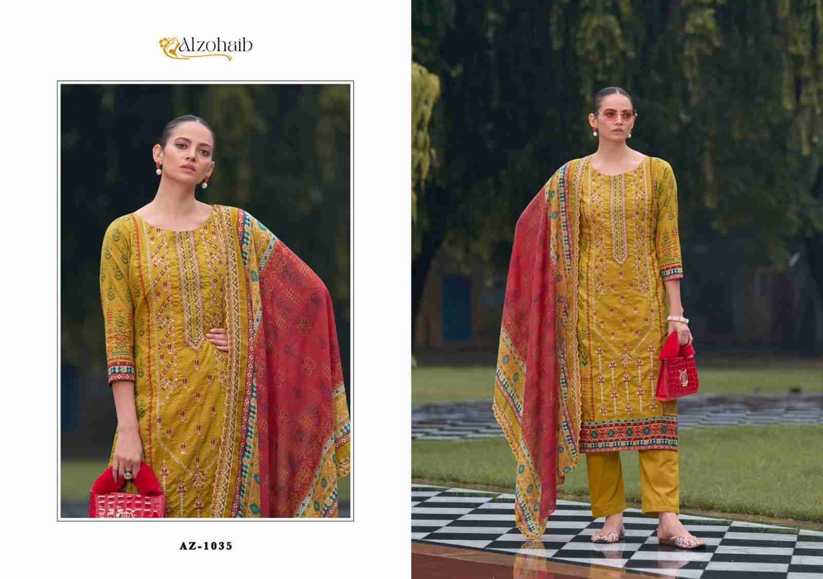 Bin Saeed Vol-1 By Alzohaib 1033 To 1038 Series Beautiful Pakistani Suits Colorful Stylish Fancy Casual Wear & Ethnic Wear Pure Cotton Embroidered Dresses At Wholesale Price