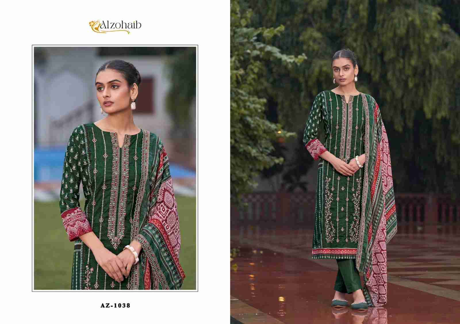 Bin Saeed Vol-1 By Alzohaib 1033 To 1038 Series Beautiful Pakistani Suits Colorful Stylish Fancy Casual Wear & Ethnic Wear Pure Cotton Embroidered Dresses At Wholesale Price