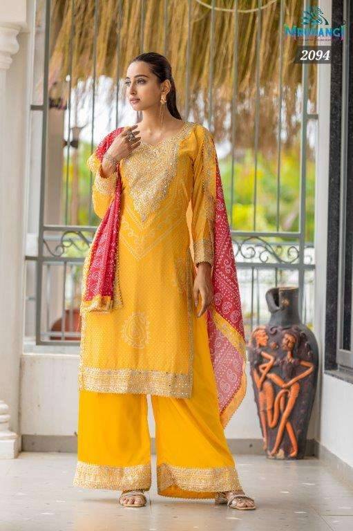 Rakhi By Mrudangi 2093 To 2094 Series Beautiful Festive Suits Colorful Stylish Fancy Casual Wear & Ethnic Wear Chinnon Embroidered Dresses At Wholesale Price