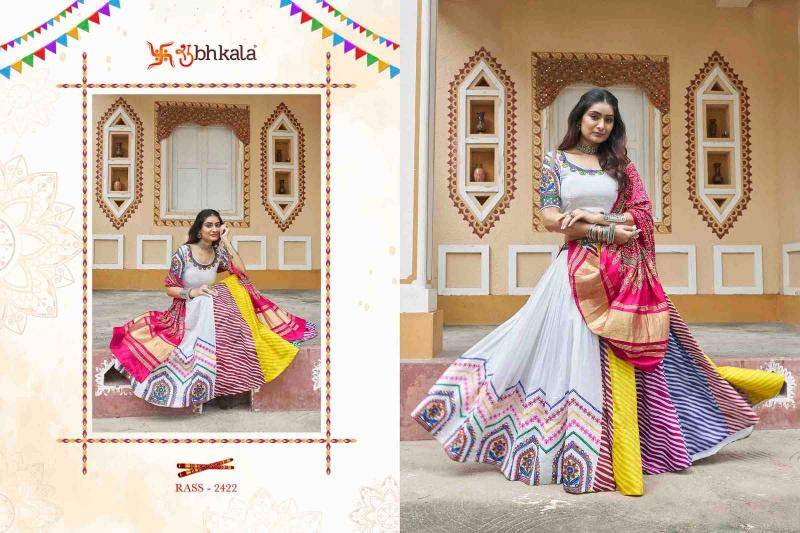 Raas Vol-13 By Shubhkala 2421 To 2426 Series Navratri Wear Collection Beautiful Stylish Colorful Fancy Party Wear & Occasional Wear Muslin Cotton/Viscose Rayon Lehengas At Wholesale Price