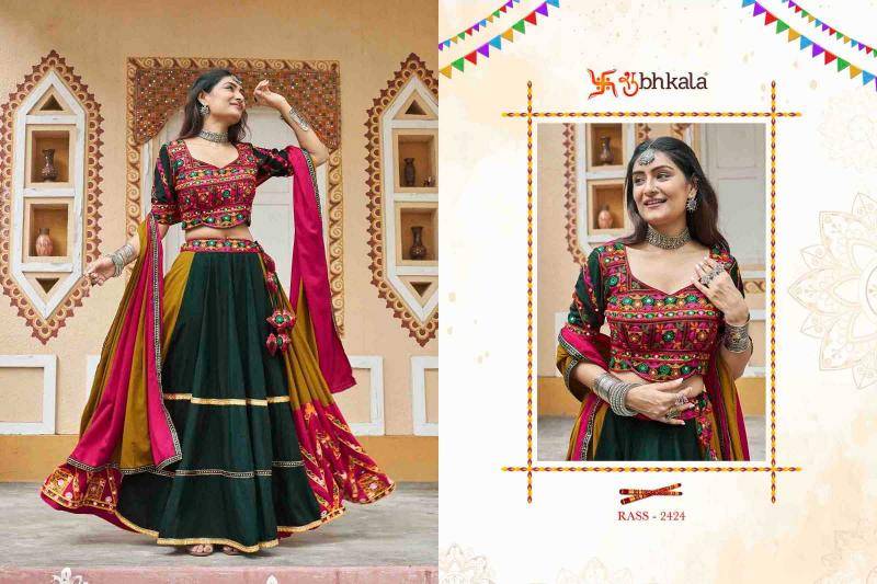 Raas Vol-13 By Shubhkala 2421 To 2426 Series Navratri Wear Collection Beautiful Stylish Colorful Fancy Party Wear & Occasional Wear Muslin Cotton/Viscose Rayon Lehengas At Wholesale Price