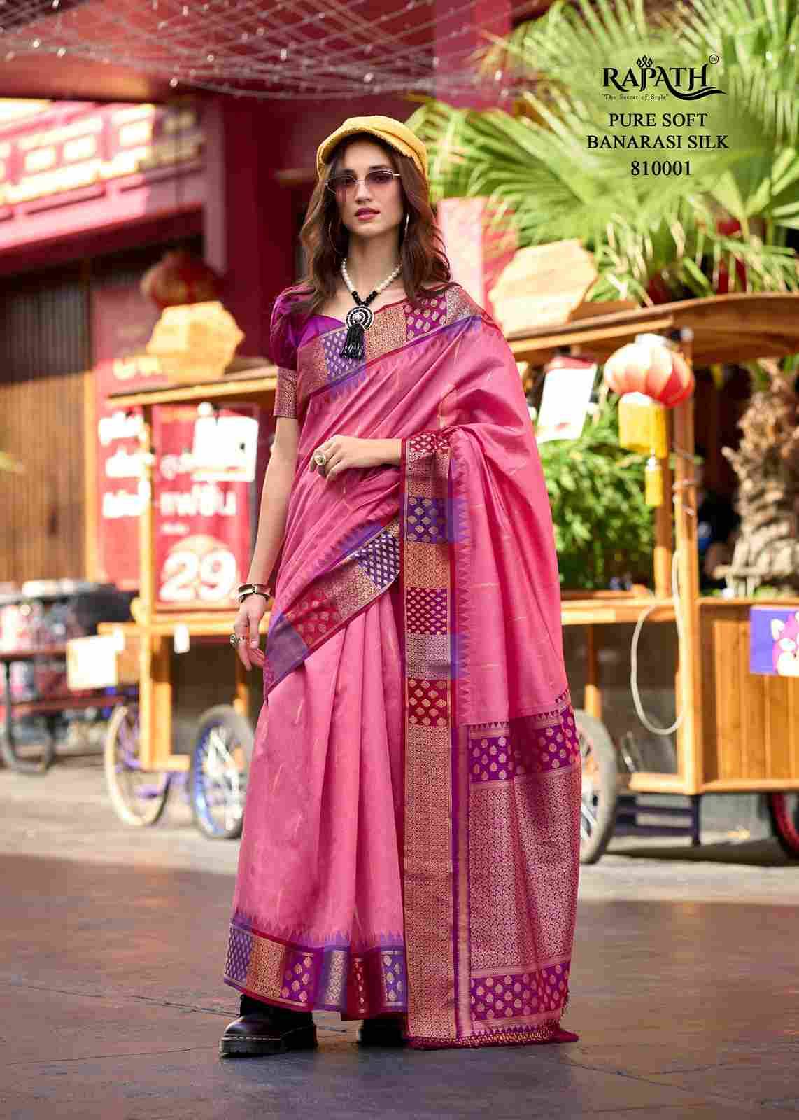 Rangoli Art By Rajpath 810001 To 810006 Series Indian Traditional Wear Collection Beautiful Stylish Fancy Colorful Party Wear & Occasional Wear Banarasi Silk Sarees At Wholesale Price