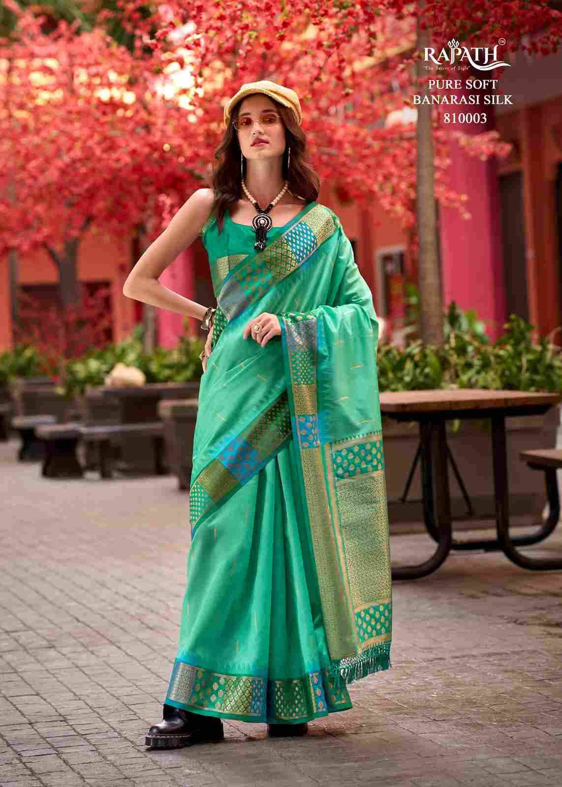 Rangoli Art By Rajpath 810001 To 810006 Series Indian Traditional Wear Collection Beautiful Stylish Fancy Colorful Party Wear & Occasional Wear Banarasi Silk Sarees At Wholesale Price