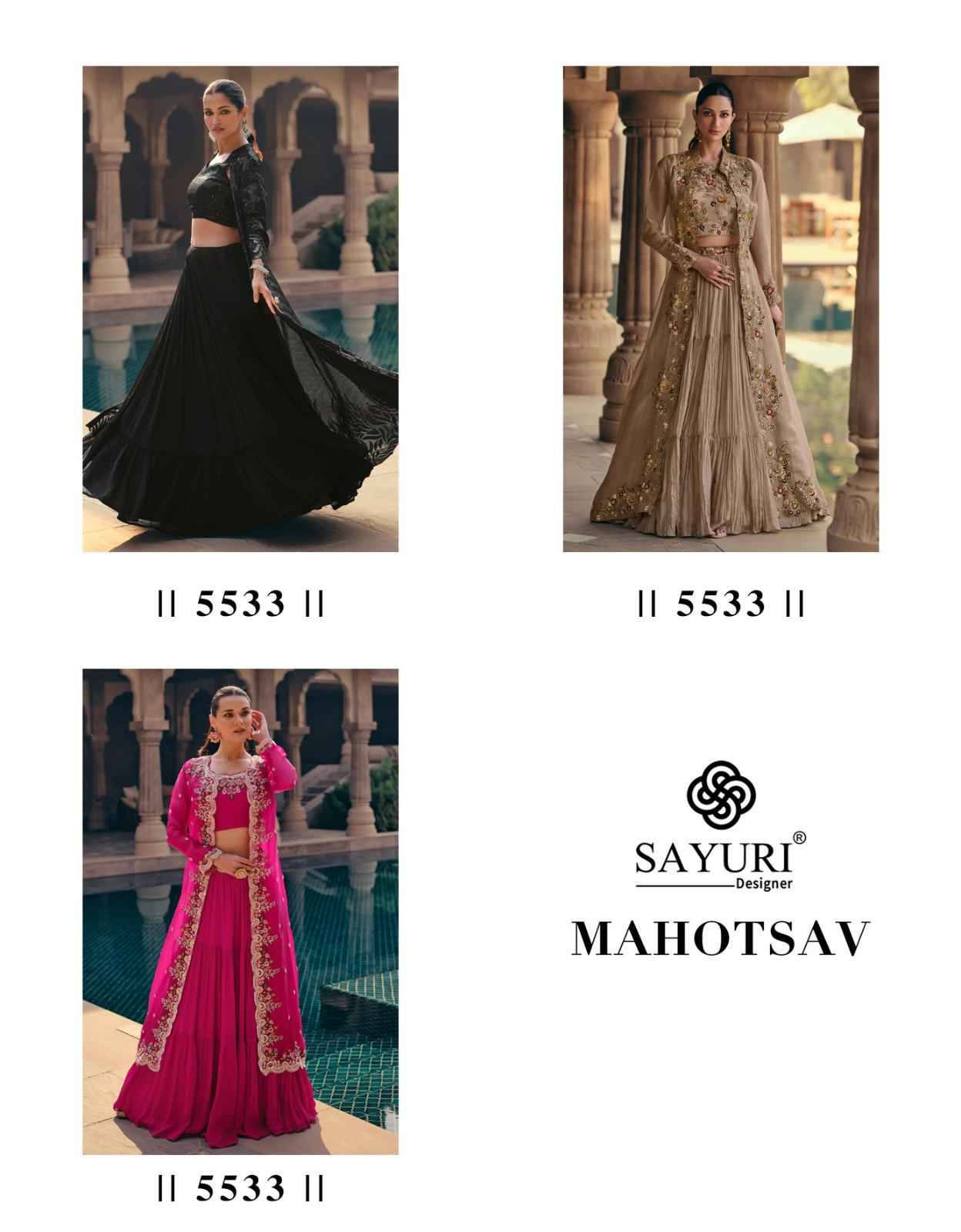 Mahotsav By Sayuri 5531 To 5533 Series Designer Beautiful Festive Collection Occasional Wear & Party Wear Chinnon Silk/Georgette Lehengas At Wholesale Price