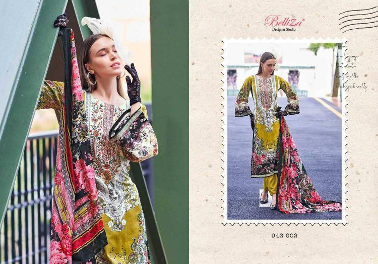 Naira Vol-65 By Belliza 942-001 To 942-008 Series Beautiful Festive Suits Stylish Fancy Colorful Casual Wear & Ethnic Wear Pure Cotton Print Dresses At Wholesale Price