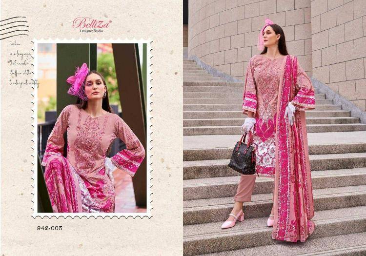 Naira Vol-65 By Belliza 942-001 To 942-008 Series Beautiful Festive Suits Stylish Fancy Colorful Casual Wear & Ethnic Wear Pure Cotton Print Dresses At Wholesale Price