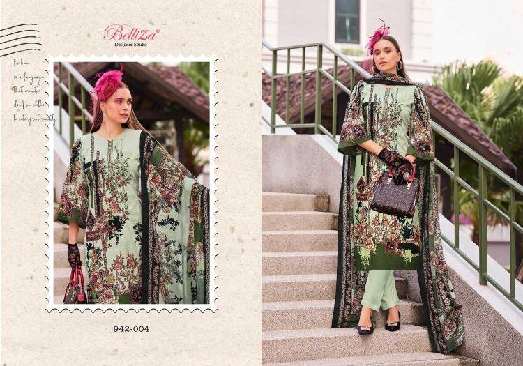 Naira Vol-65 By Belliza 942-001 To 942-008 Series Beautiful Festive Suits Stylish Fancy Colorful Casual Wear & Ethnic Wear Pure Cotton Print Dresses At Wholesale Price