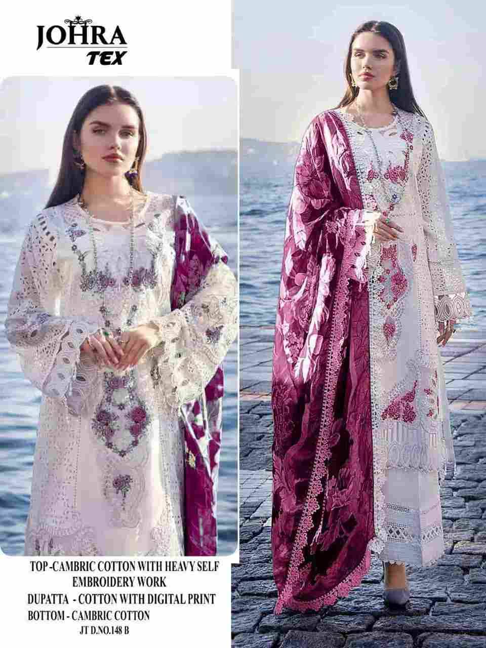 Johra Hit Design 148 Colours By Johra Tex 148-A To 148-C Series Beautiful Pakistani Suits Colorful Stylish Fancy Casual Wear & Ethnic Wear Cambric Cotton Embroidered Dresses At Wholesale Price