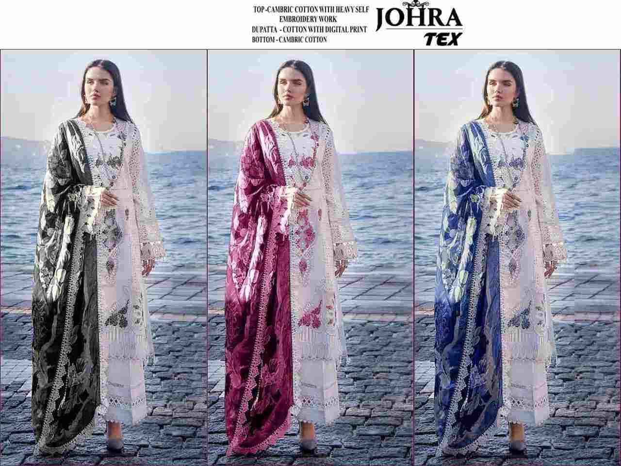 Johra Hit Design 148 Colours By Johra Tex 148-A To 148-C Series Beautiful Pakistani Suits Colorful Stylish Fancy Casual Wear & Ethnic Wear Cambric Cotton Embroidered Dresses At Wholesale Price