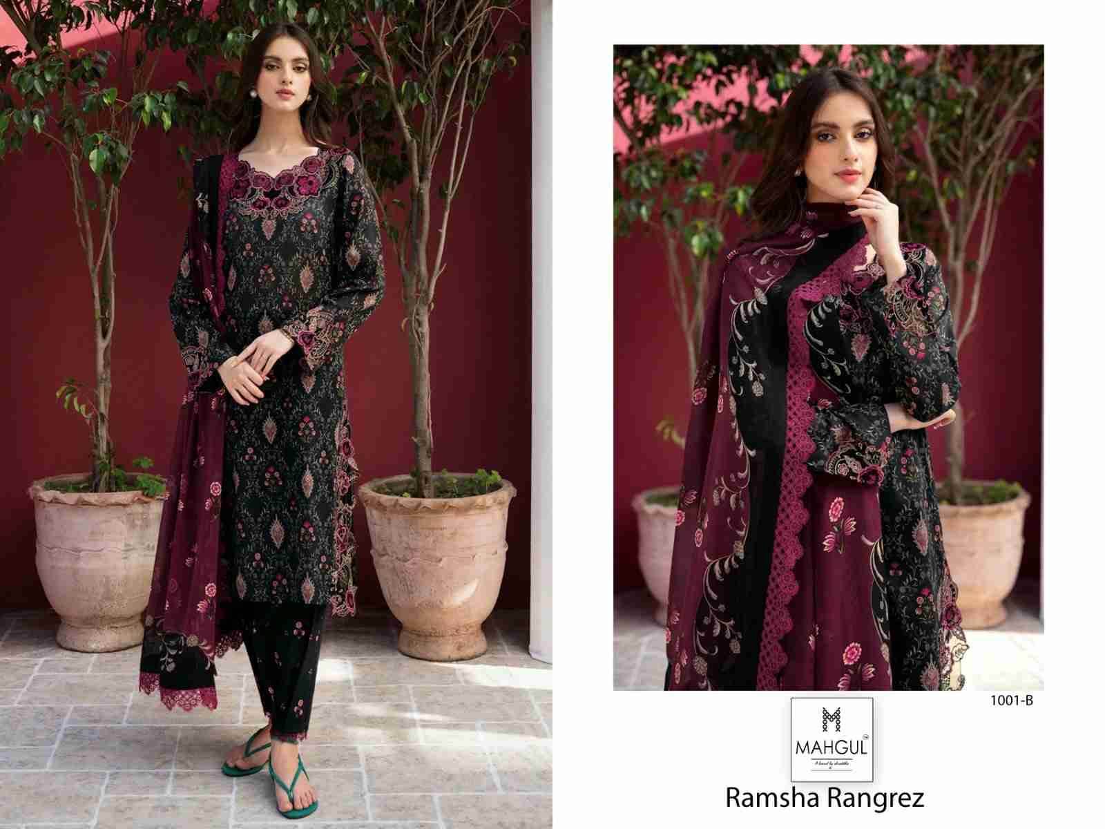 Ramsha Rangrez By Mahgul 1001-A To 1001-B Series Designer Pakistani Suits Beautiful Fancy Stylish Colorful Party Wear & Occasional Wear Pure Cotton With Embroidery Dresses At Wholesale Price