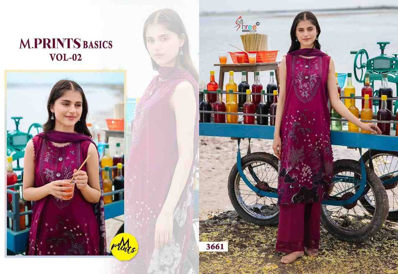 M.Prints Basics Vol-2 By Shree Fabs 3661 To 3668 Series Pakistani Suits Collection Beautiful Stylish Fancy Colorful Party Wear & Occasional Wear Pure Cotton Print With Work Dresses At Wholesale Price