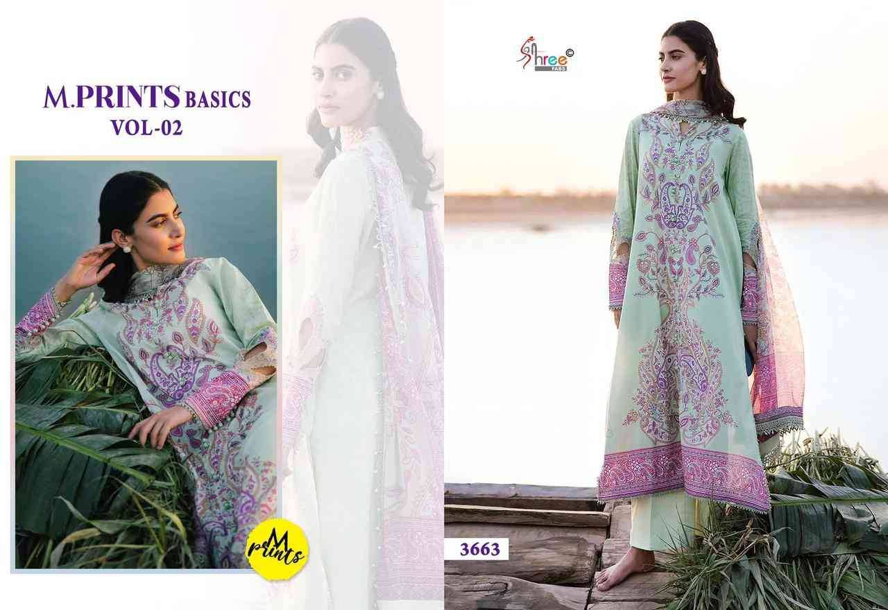 M.Prints Basics Vol-2 By Shree Fabs 3661 To 3668 Series Pakistani Suits Collection Beautiful Stylish Fancy Colorful Party Wear & Occasional Wear Pure Cotton Print With Work Dresses At Wholesale Price