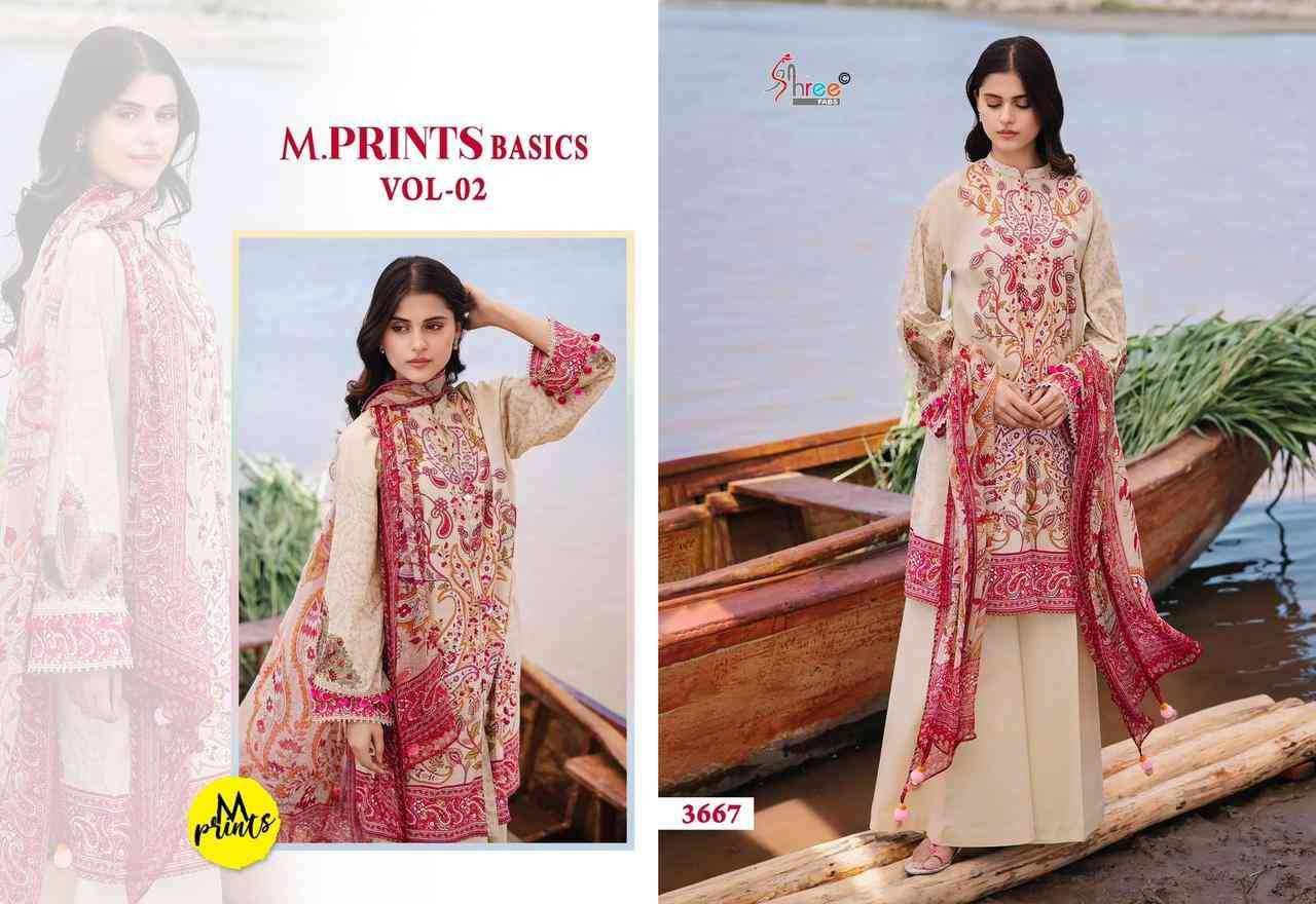 M.Prints Basics Vol-2 By Shree Fabs 3661 To 3668 Series Pakistani Suits Collection Beautiful Stylish Fancy Colorful Party Wear & Occasional Wear Pure Cotton Print With Work Dresses At Wholesale Price