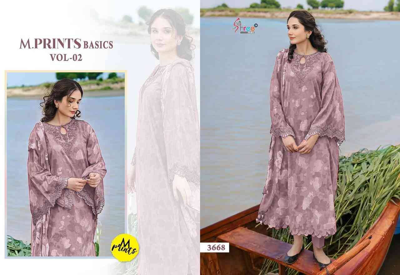 M.Prints Basics Vol-2 By Shree Fabs 3661 To 3668 Series Pakistani Suits Collection Beautiful Stylish Fancy Colorful Party Wear & Occasional Wear Pure Cotton Print With Work Dresses At Wholesale Price