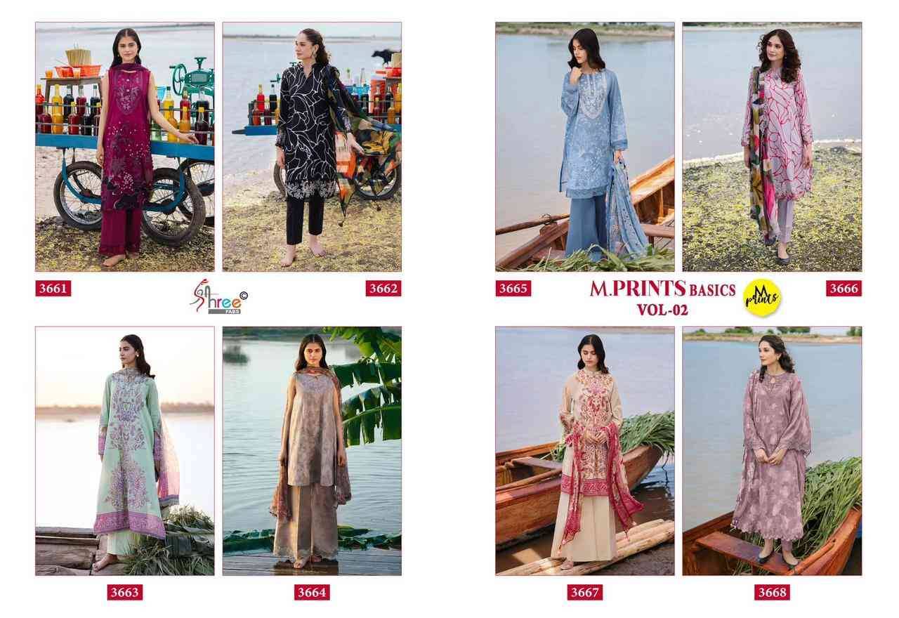 M.Prints Basics Vol-2 By Shree Fabs 3661 To 3668 Series Pakistani Suits Collection Beautiful Stylish Fancy Colorful Party Wear & Occasional Wear Pure Cotton Print With Work Dresses At Wholesale Price