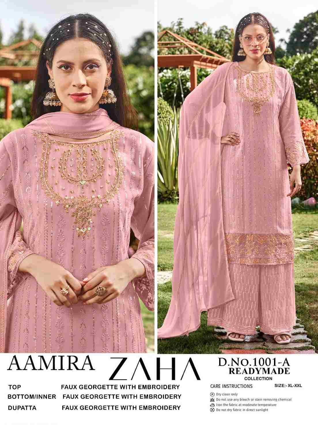 Aamira By Zaha 1001-A To 1001-D Series Beautiful Pakistani Suits Colorful Stylish Fancy Casual Wear & Ethnic Wear Faux Georgette Dresses At Wholesale Price