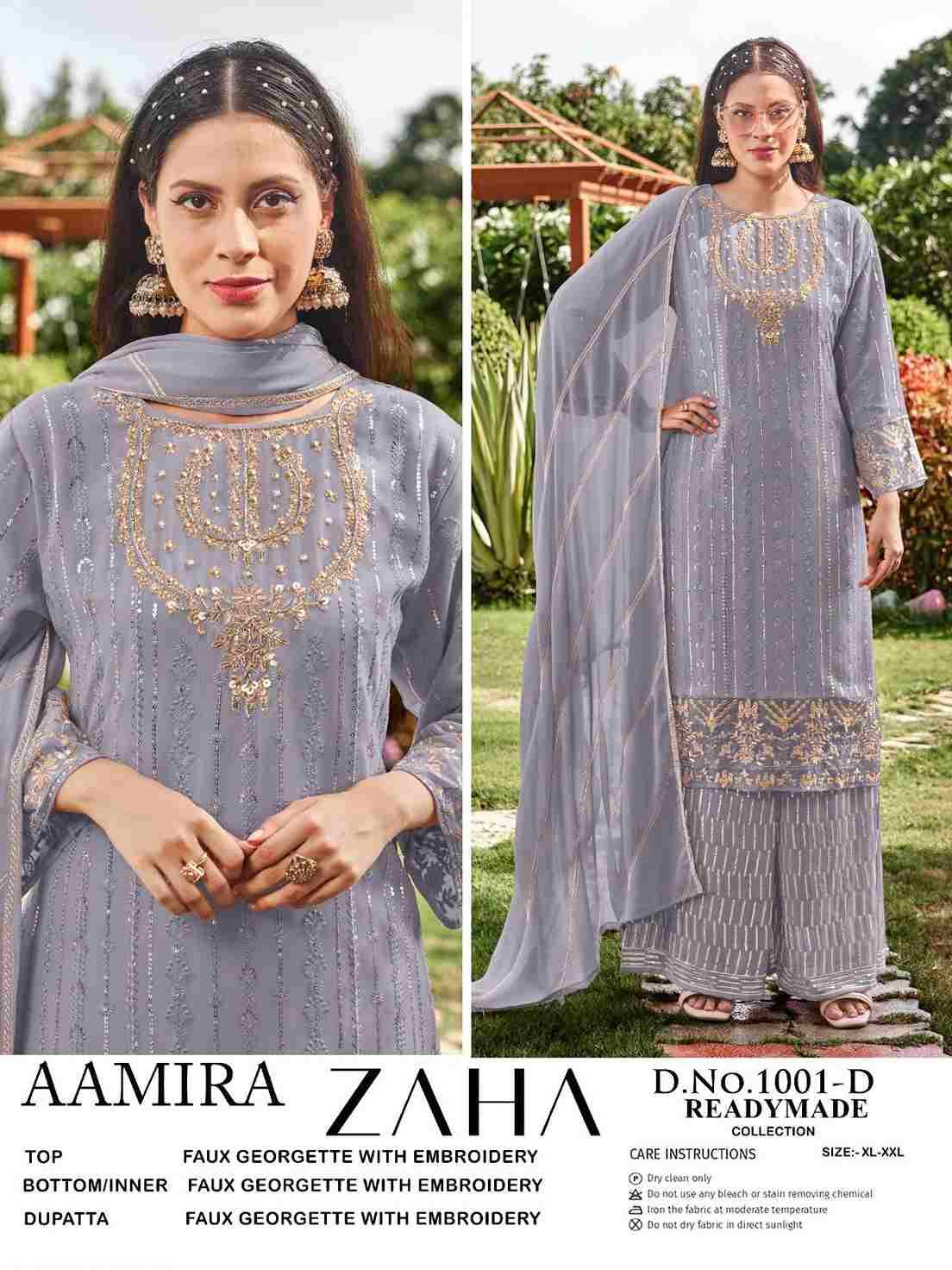 Aamira By Zaha 1001-A To 1001-D Series Beautiful Pakistani Suits Colorful Stylish Fancy Casual Wear & Ethnic Wear Faux Georgette Dresses At Wholesale Price