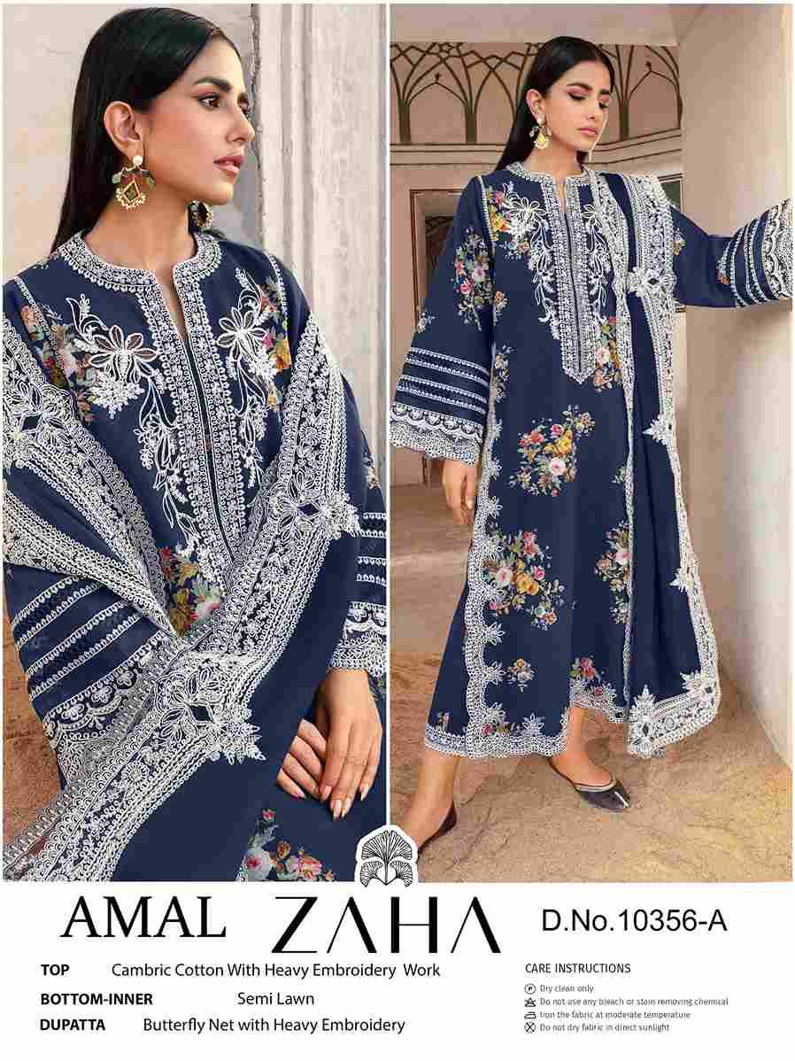 Amal By Zaha 10356-A To 10356-D Series Beautiful Pakistani Suits Colorful Stylish Fancy Casual Wear & Ethnic Wear Cambric Cotton Dresses At Wholesale Price