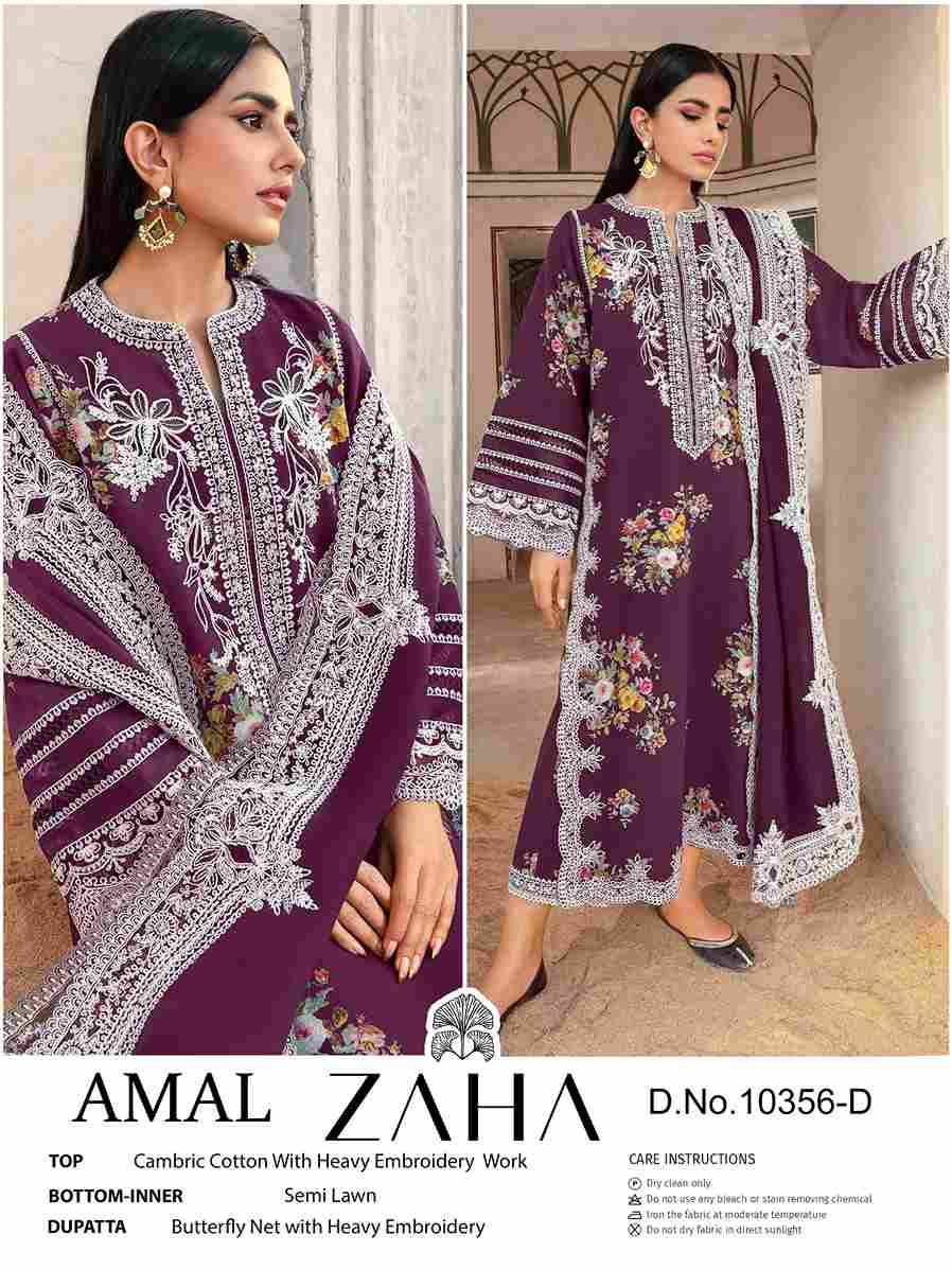 Amal By Zaha 10356-A To 10356-D Series Beautiful Pakistani Suits Colorful Stylish Fancy Casual Wear & Ethnic Wear Cambric Cotton Dresses At Wholesale Price