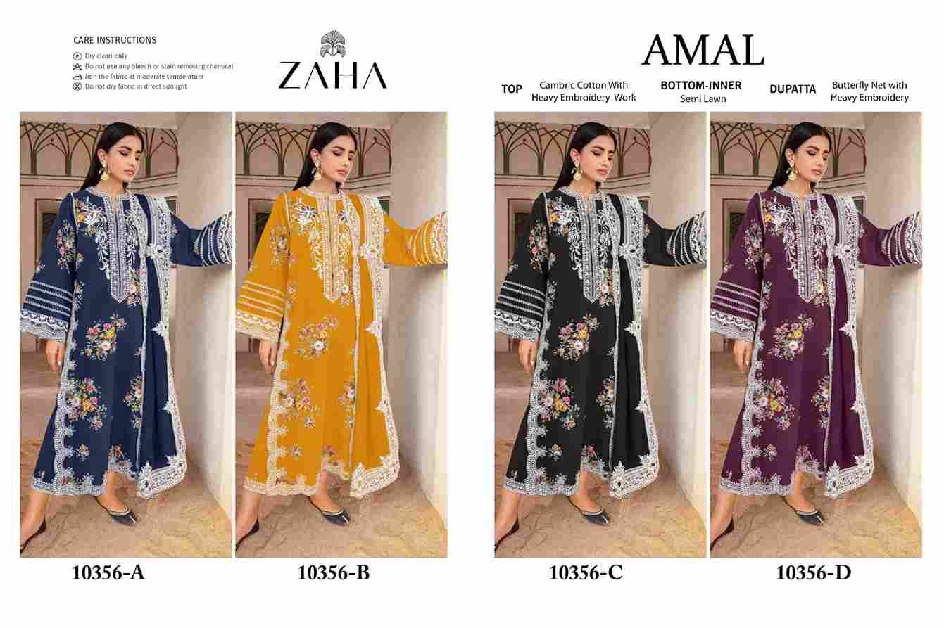 Amal By Zaha 10356-A To 10356-D Series Beautiful Pakistani Suits Colorful Stylish Fancy Casual Wear & Ethnic Wear Cambric Cotton Dresses At Wholesale Price