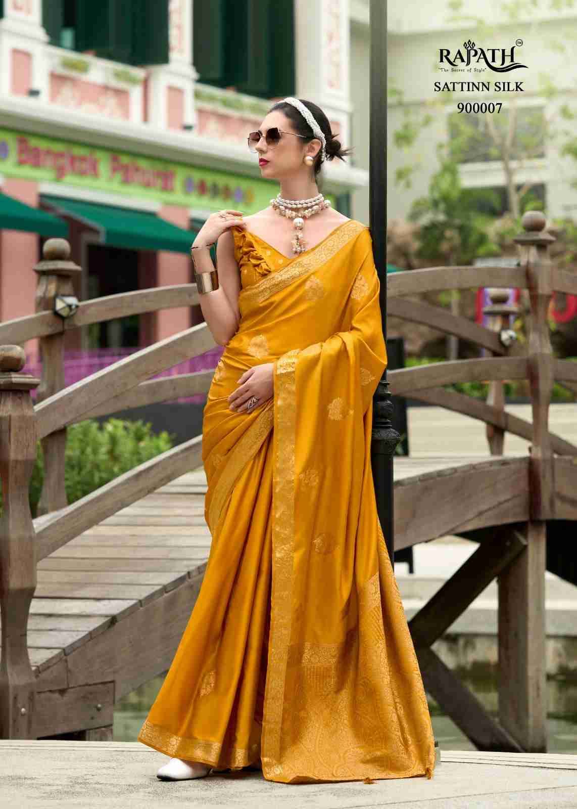 Honey Bee By Rajpath 900007 To 900012 Series Indian Traditional Wear Collection Beautiful Stylish Fancy Colorful Party Wear & Occasional Wear Pure Satin Sarees At Wholesale Price