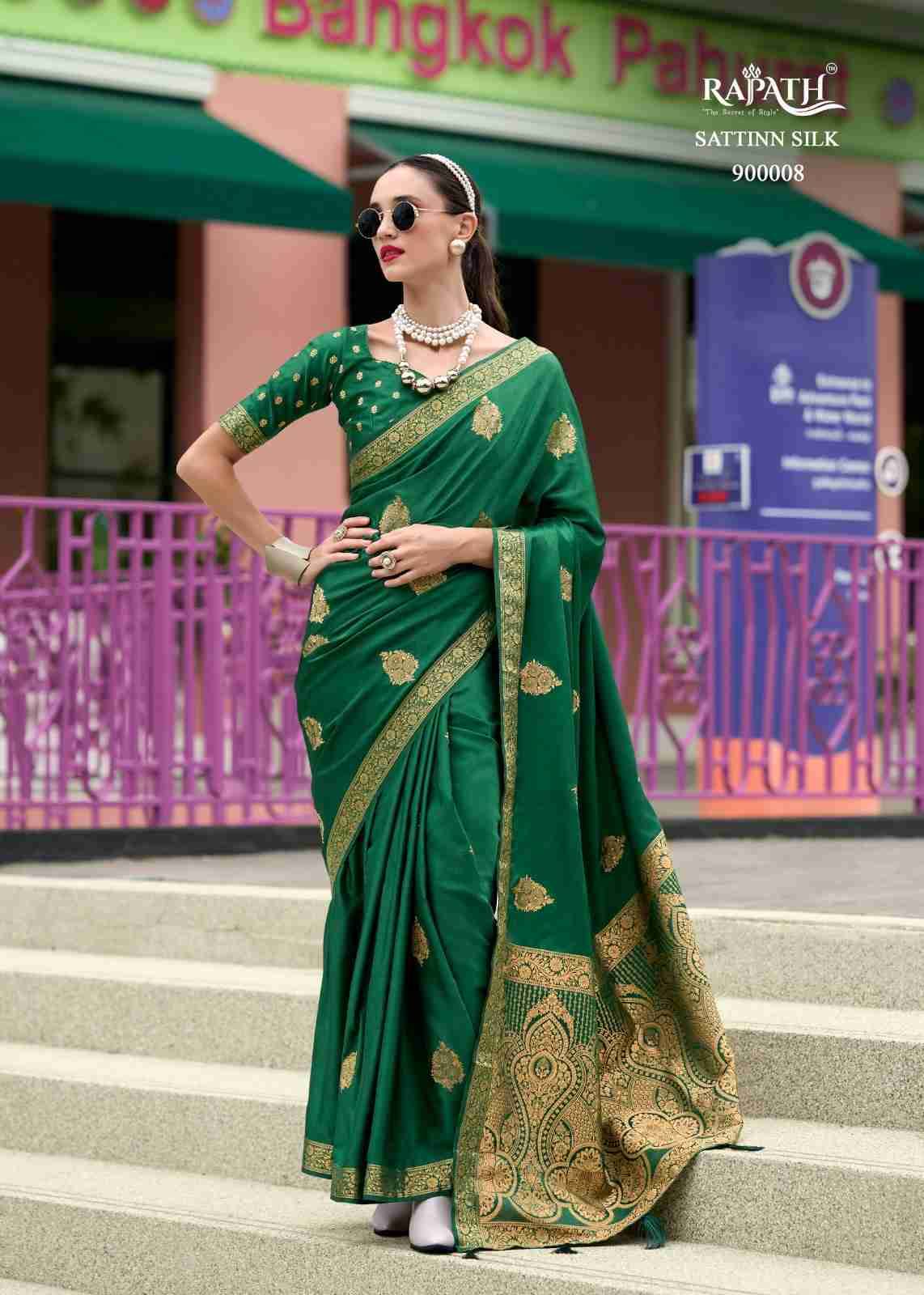 Honey Bee By Rajpath 900007 To 900012 Series Indian Traditional Wear Collection Beautiful Stylish Fancy Colorful Party Wear & Occasional Wear Pure Satin Sarees At Wholesale Price