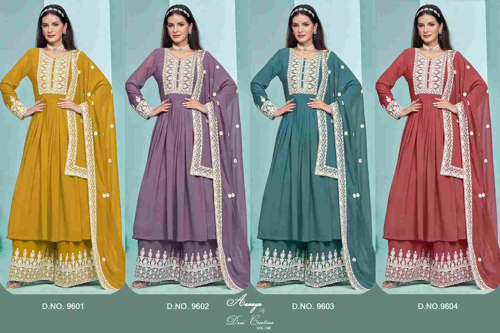 Aanaya Vol-196 By Twisha 9601 To 9604 Series Beautiful Sharara Suits Colorful Stylish Fancy Casual Wear & Ethnic Wear Faux Georgette Dresses At Wholesale Price