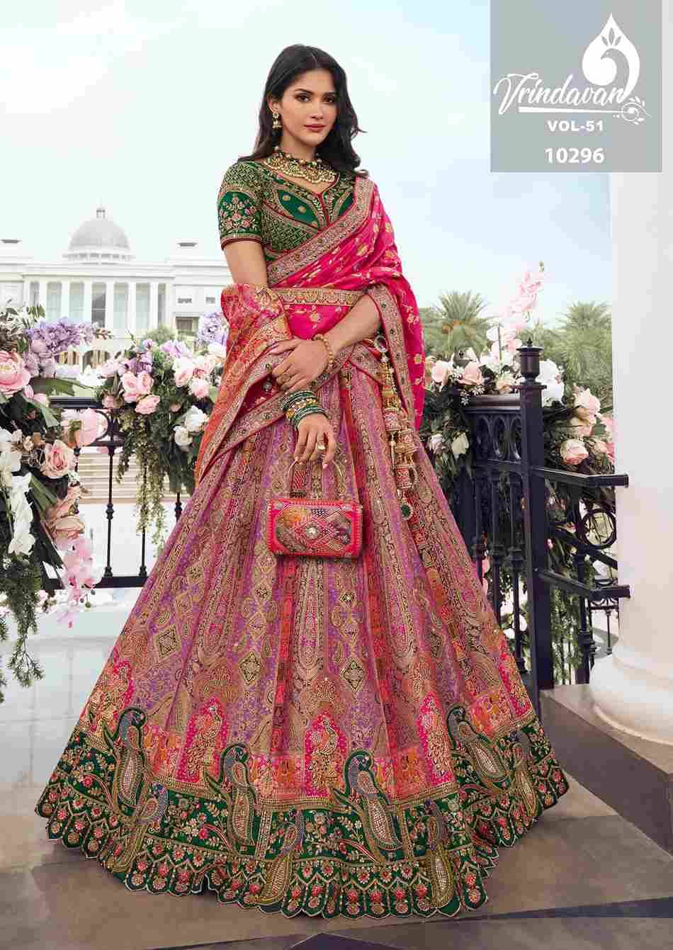 Vrindavan Vol-51 By Vrindavan 10296 To 10304 Series Bridal Wear Collection Beautiful Stylish Colorful Fancy Party Wear & Occasional Wear Silk Lehengas At Wholesale Price