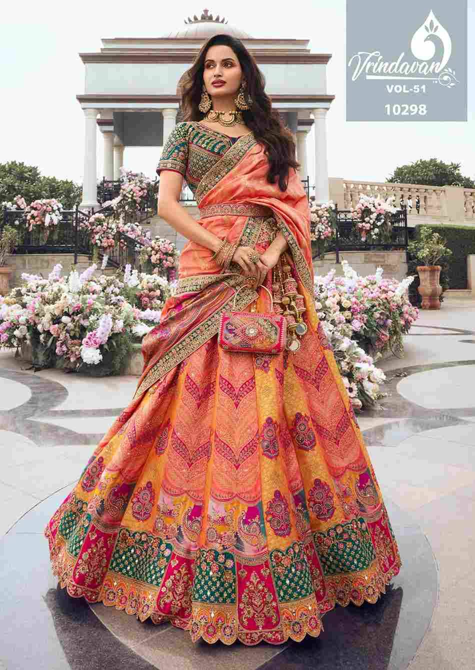 Vrindavan Vol-51 By Vrindavan 10296 To 10304 Series Bridal Wear Collection Beautiful Stylish Colorful Fancy Party Wear & Occasional Wear Silk Lehengas At Wholesale Price