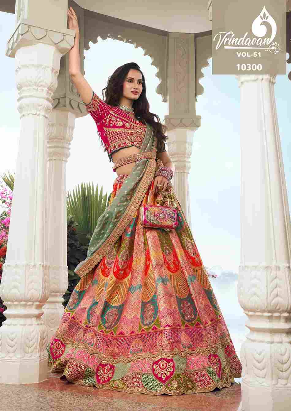 Vrindavan Vol-51 By Vrindavan 10296 To 10304 Series Bridal Wear Collection Beautiful Stylish Colorful Fancy Party Wear & Occasional Wear Silk Lehengas At Wholesale Price