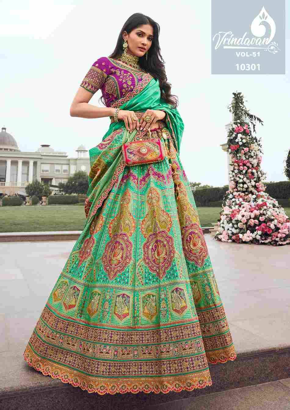 Vrindavan Vol-51 By Vrindavan 10296 To 10304 Series Bridal Wear Collection Beautiful Stylish Colorful Fancy Party Wear & Occasional Wear Silk Lehengas At Wholesale Price