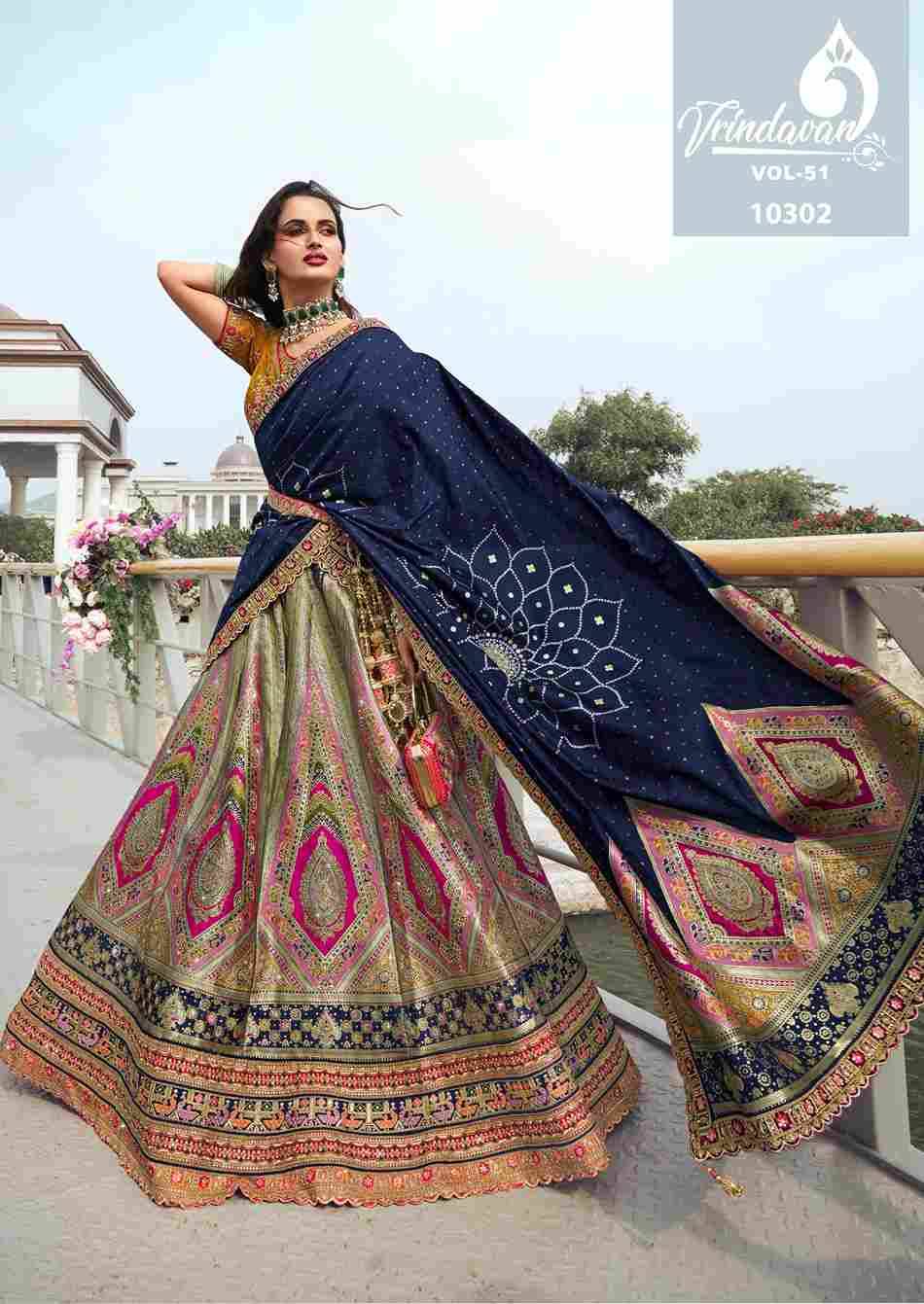 Vrindavan Vol-51 By Vrindavan 10296 To 10304 Series Bridal Wear Collection Beautiful Stylish Colorful Fancy Party Wear & Occasional Wear Silk Lehengas At Wholesale Price