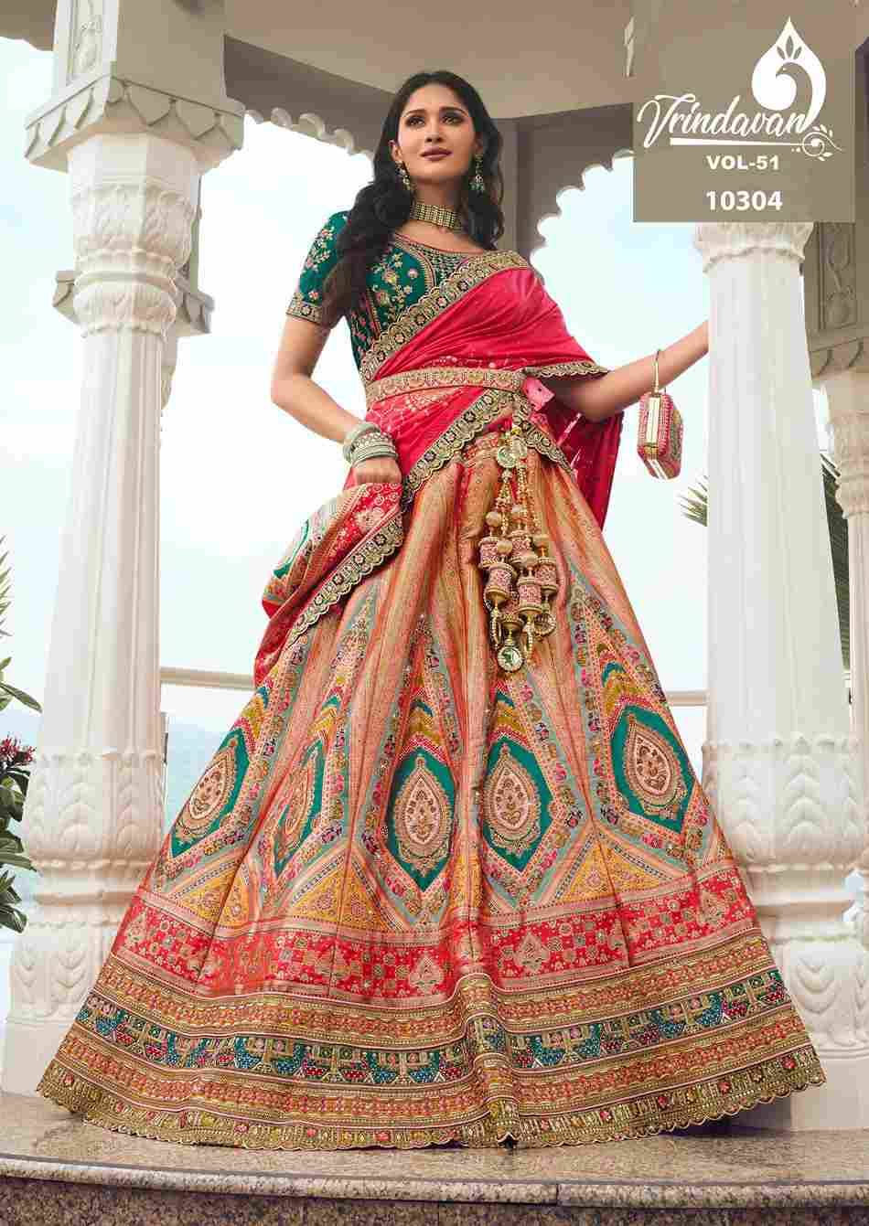 Vrindavan Vol-51 By Vrindavan 10296 To 10304 Series Bridal Wear Collection Beautiful Stylish Colorful Fancy Party Wear & Occasional Wear Silk Lehengas At Wholesale Price