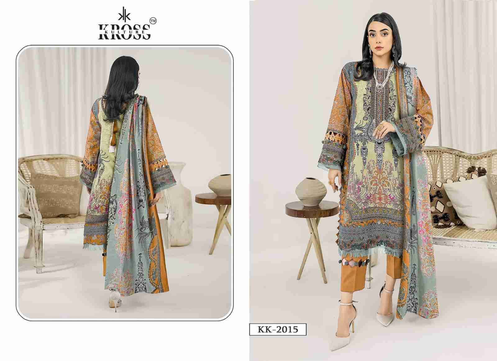 Kross Kulture Hit Design 2015 Colours By Kross Kulture 2015-A To 2015-B Series Beautiful Pakistani Suits Colorful Stylish Fancy Casual Wear & Ethnic Wear Pure Cotton Print With Embroidered Dresses At Wholesale Price