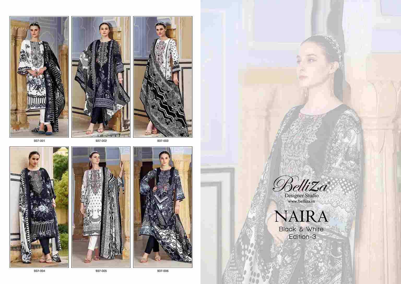 Naira Black And White Vol-3 By Belliza 937-001 To 937-006 Series Designer Suits Beautiful Fancy Colorful Stylish Party Wear & Occasional Wear Pure Jam Cotton Dresses At Wholesale Price