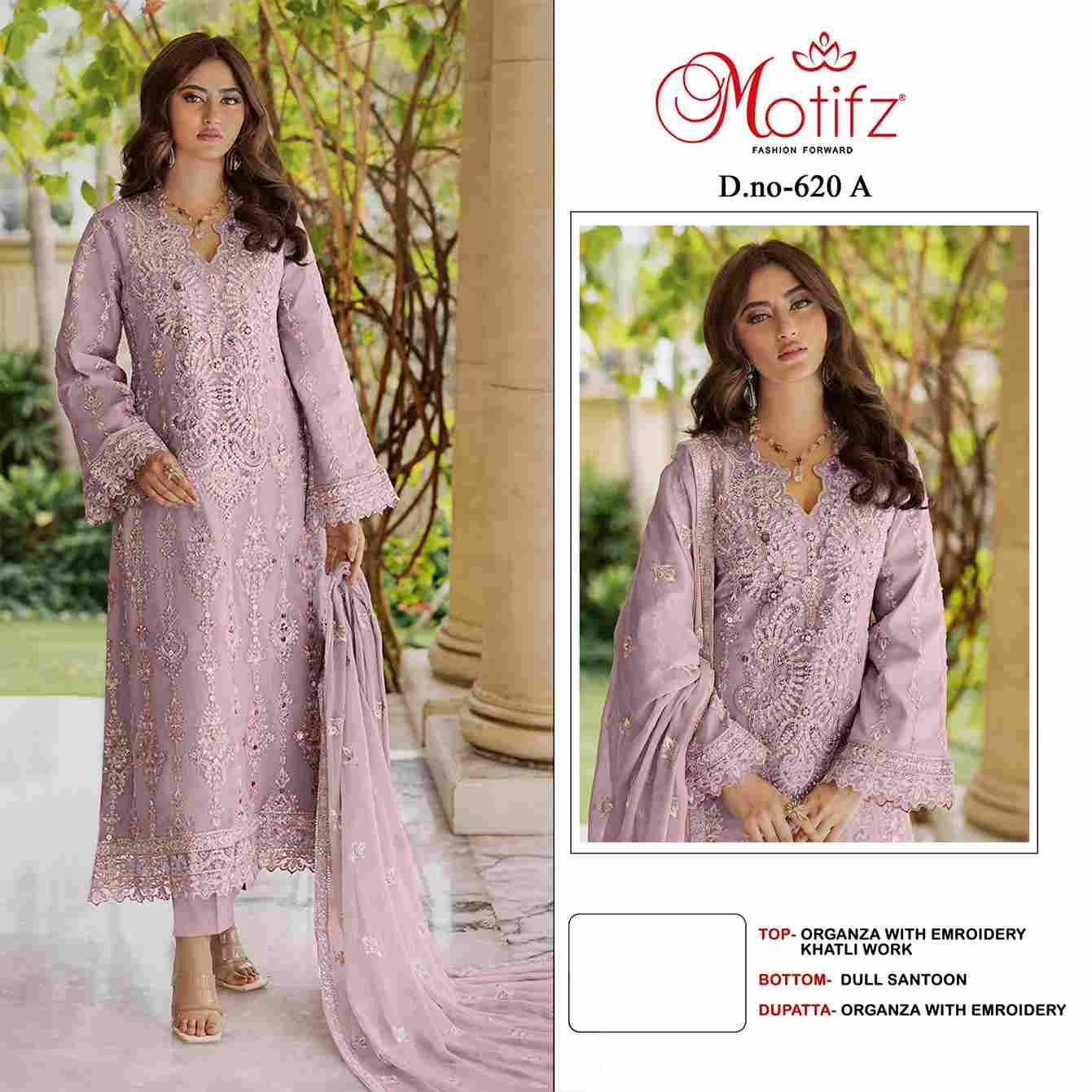 Motifz Hit Design 620 Colours By Motifz 620-A To 620-D Series Beautiful Pakistani Suits Colorful Stylish Fancy Casual Wear & Ethnic Wear Organza Dresses At Wholesale Price