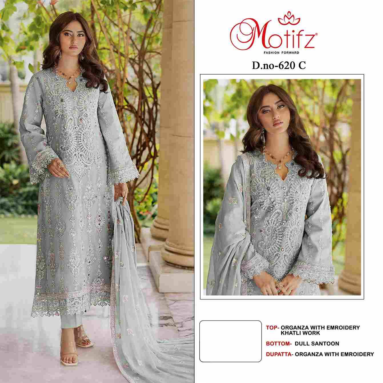 Motifz Hit Design 620 Colours By Motifz 620-A To 620-D Series Beautiful Pakistani Suits Colorful Stylish Fancy Casual Wear & Ethnic Wear Organza Dresses At Wholesale Price