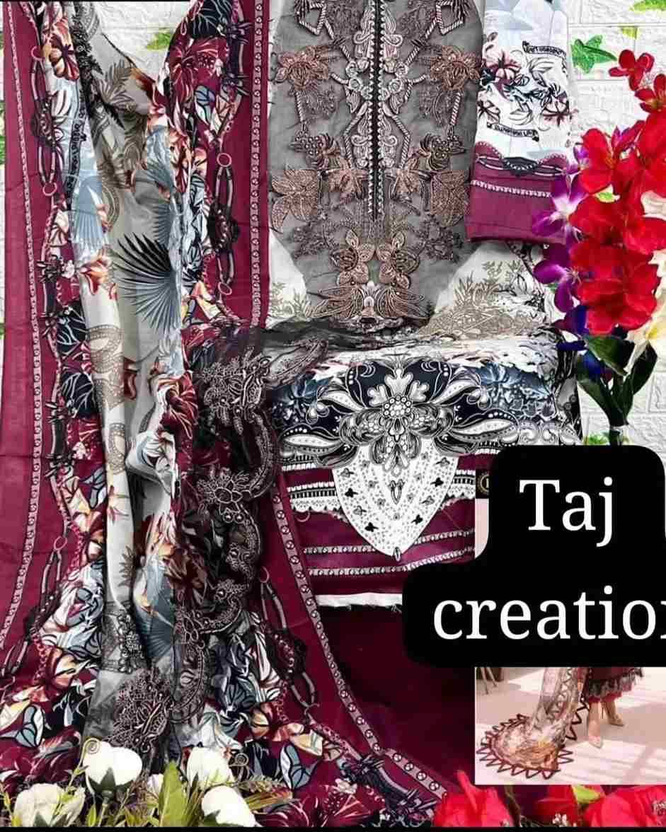 Taj Hit Design 439 By Taj Creation Beautiful Pakistani Suits Colorful Stylish Fancy Casual Wear & Ethnic Wear Pure Cotton Print With Embroidered Dresses At Wholesale Price