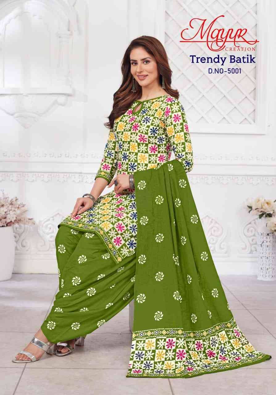 Trendy Batik Vol-5 By Mayur Creation 5001 To 5010 Series Beautiful Festive Suits Stylish Fancy Colorful Casual Wear & Ethnic Wear Pure Cotton Digital Print Dresses At Wholesale Price