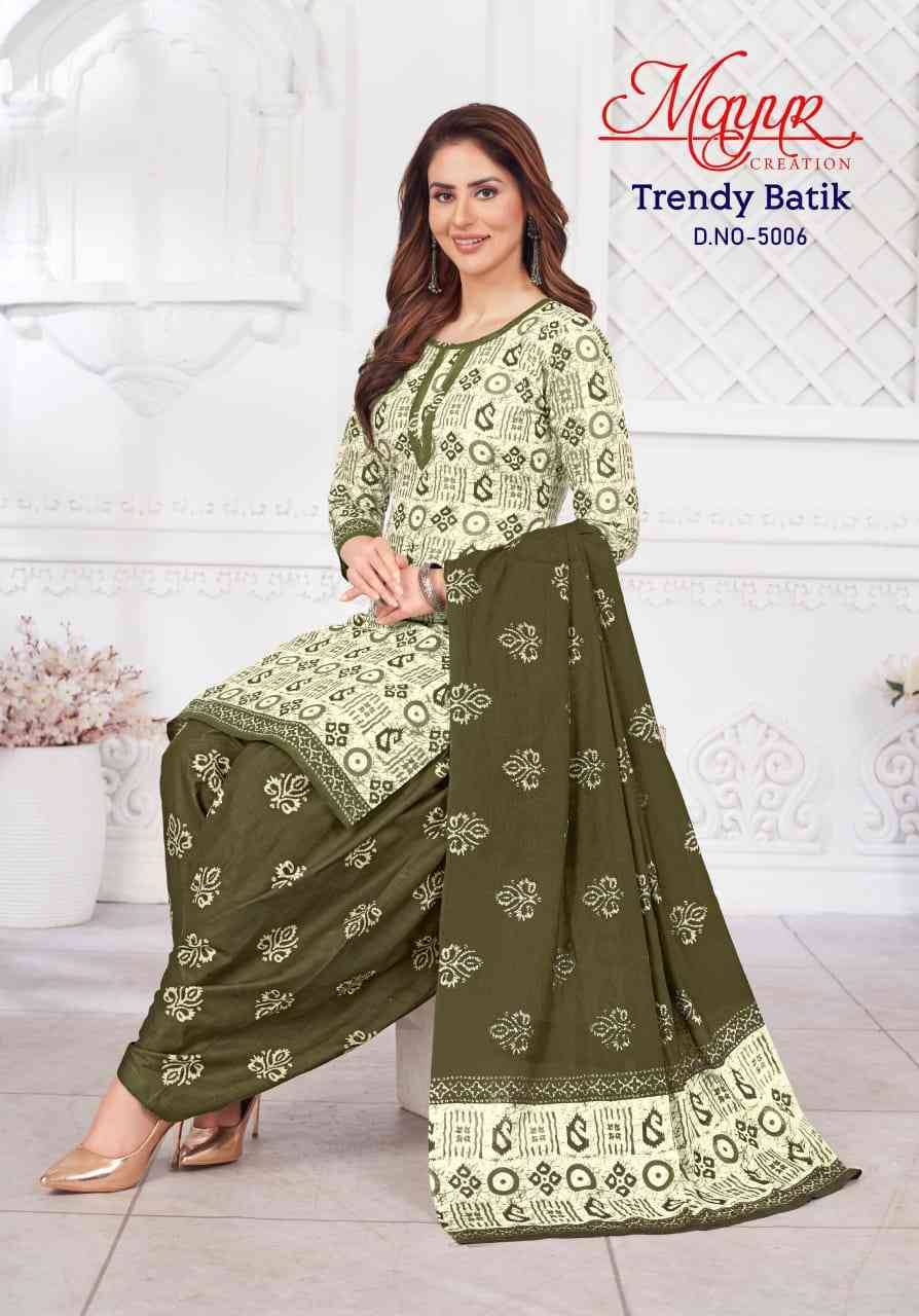 Trendy Batik Vol-5 By Mayur Creation 5001 To 5010 Series Beautiful Festive Suits Stylish Fancy Colorful Casual Wear & Ethnic Wear Pure Cotton Digital Print Dresses At Wholesale Price